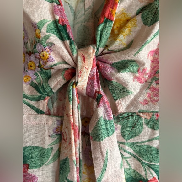 Old Navy Floral Linen Blend Twist Front Midi Dress with Puff Sleeves - Picture 5 of 15